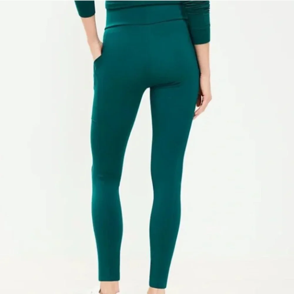 NWT Lou & Grey the Ponte Pocket Legging in Esmerald Green Side Pockets Size S